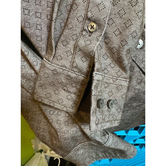 Tasso Elba Mens XL Brown Patterned Long Sleeve Shirt  Supima Cotton Blend - Picture 3 of 6